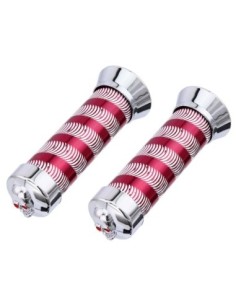 Grips 7/8 long 130mm Swirl 9518 Red/Chrome Skull.